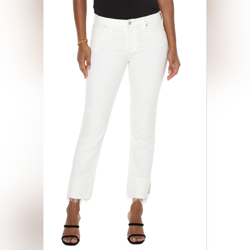liver pool bone white frayed hem jeans